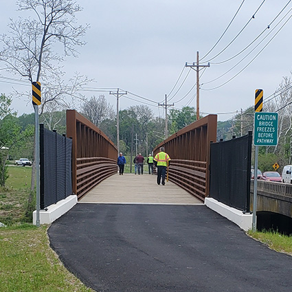 Pedestrians on bridge