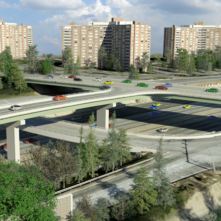 I-395 HOV Ramp and Auxiliary Lane at Seminary Road From a Distance