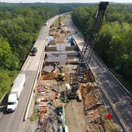 Bridge widening in progress