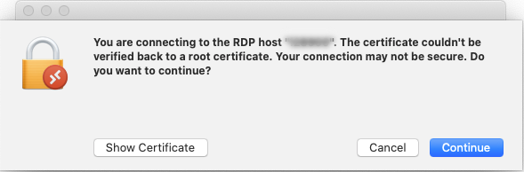 Mac RDC Certificate Warning