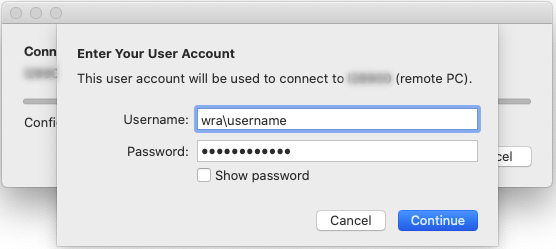 Mac RDC Username