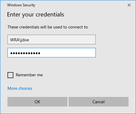 Remote Desktop Connection Credentials 